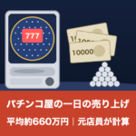 パチンコ屋の一日の売り上げは平均約660万円を表したイラスト